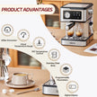 ماكينة إسبريسو Cafelffe شبه أوتوماتيكية – 20 بار، لوحة لمسية، ذراع بخار، 1.5 لتر