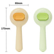Two small round devices with handles, one beige and one green, on a white background with measurements.