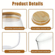 Glass jar with bamboo lid and features highlighted on a white background
