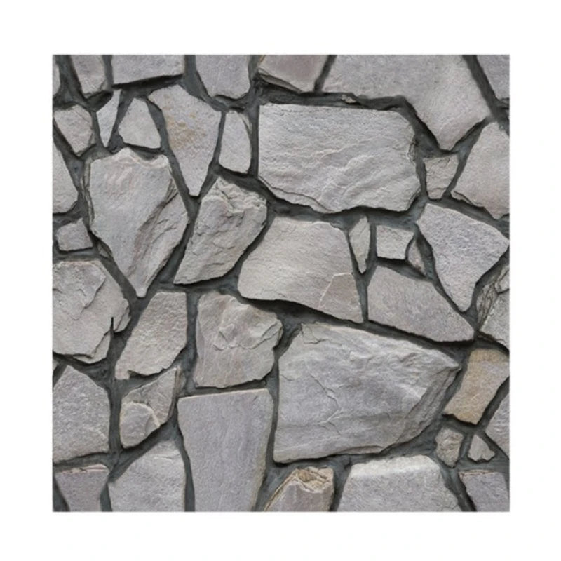 Pattern of gray stone tiles on a white background