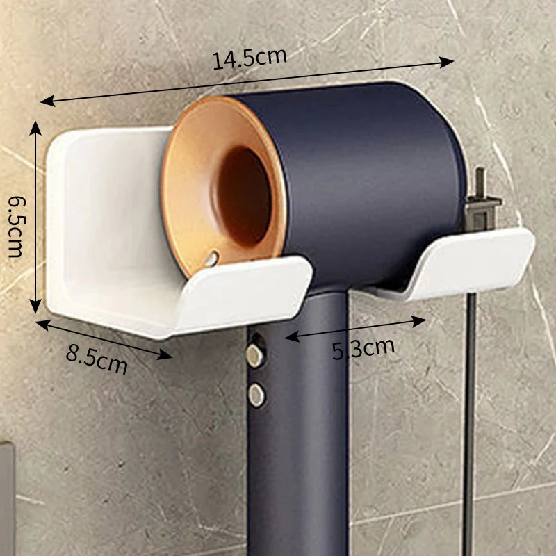 Hair dryer with measurements on a textured gray background