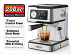 Cafeliffe espresso machine with features listed on a beige background