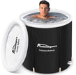 Man in a black foldable bathtub with 'Ambitelligence' branding on a white background