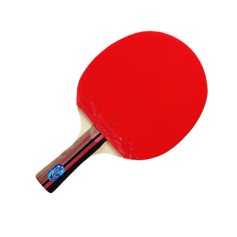 Red ping pong paddle on a white background