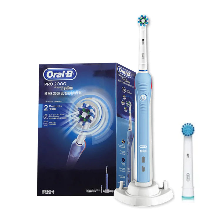 Oral-B Pro 2000 electric toothbrush with packaging on a white background