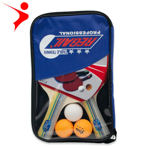 Table tennis racket set with paddles and balls in a carrying case, featuring the RECALL brand.