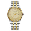 Two-tone silver and gold watch with a visible brand name on a white background