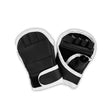 Black and white mittens on a white background