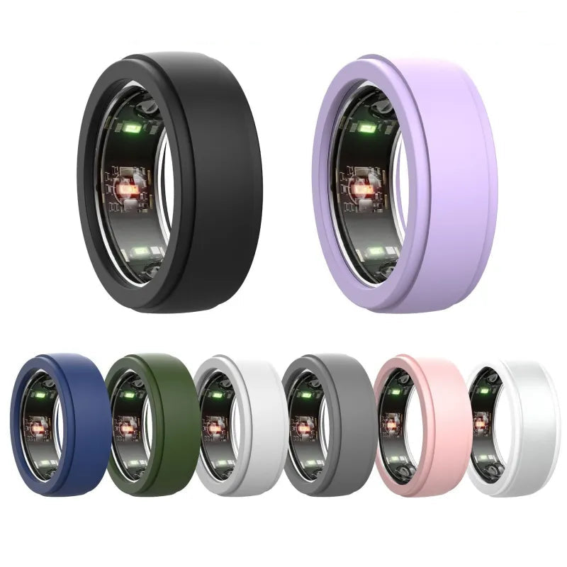 Samsung Galaxy Ring and General oura ring in various colors on a white background